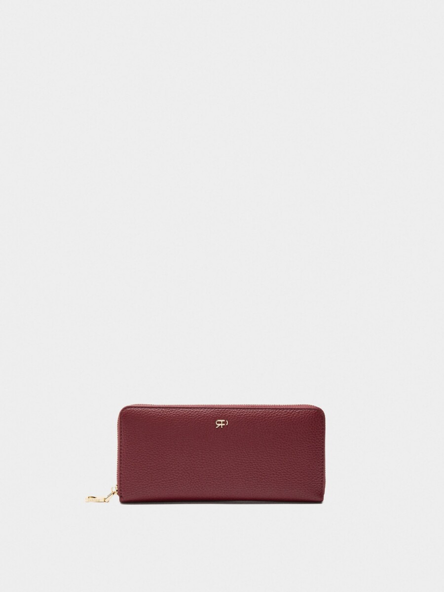 Cartera Con Textura Y Cierre De Cremallera rojo