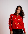 Saco Clarisse bordó con flores de colores