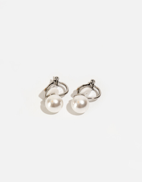 Aros Clips Perla Aros Con Perla - Plateado Rodio