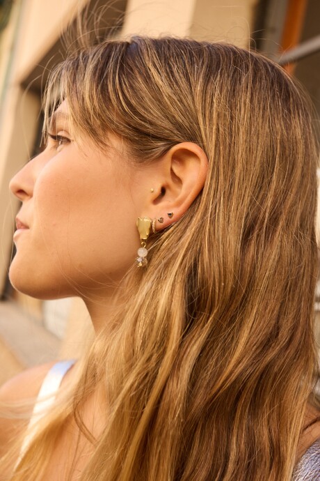 Crystal Earrings Beige