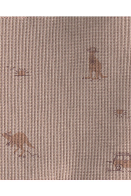 Set dos piezas de algodón térmico, short y musculosa, marrón, diseño safari Sin color