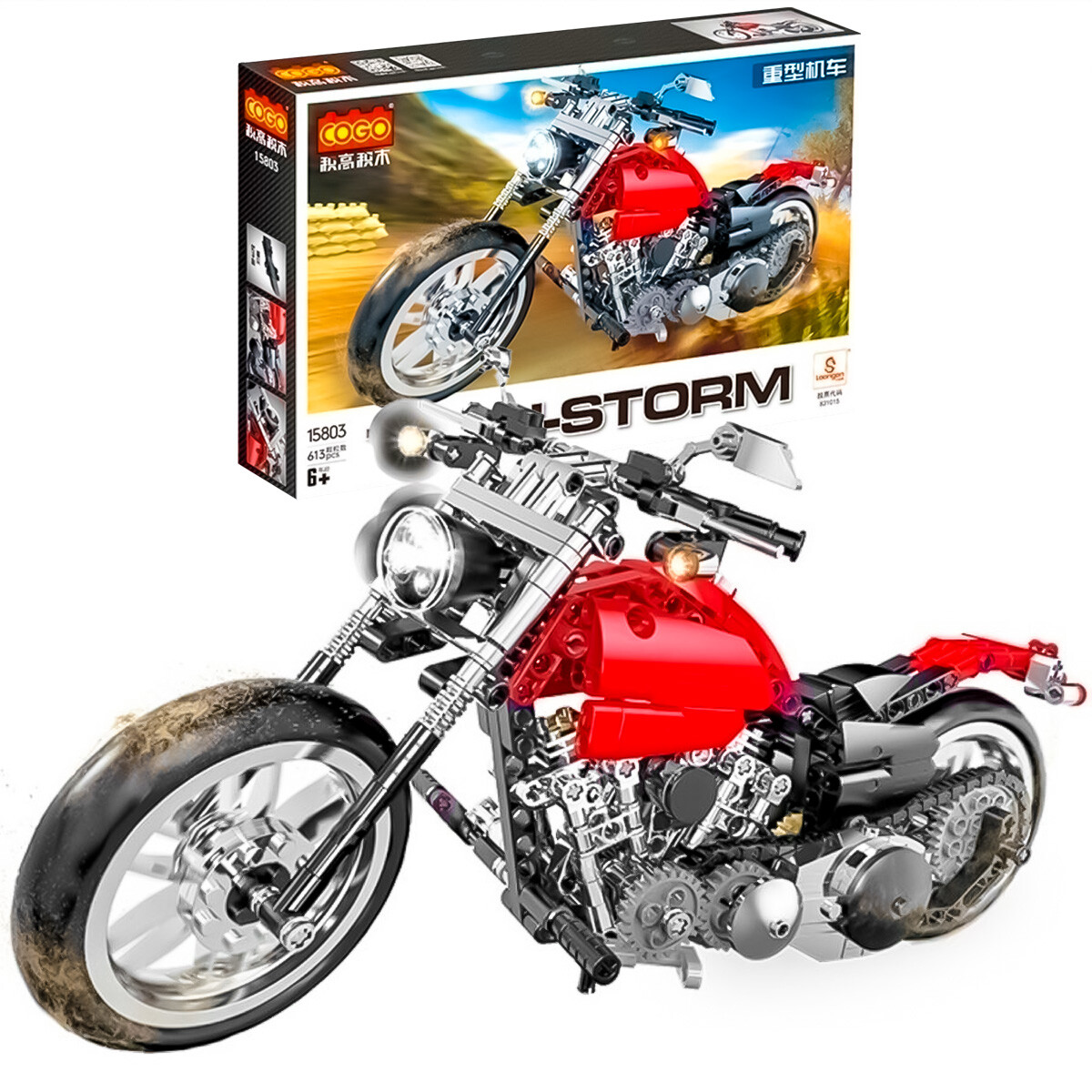 Vehículo Cogo Tech Storm Bloques Construcción +490pcs - Motocicleta Roja 