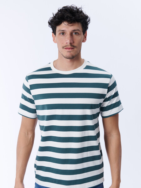 Remera Bordado Verde y Crudo