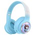 Auriculares Vincha Bluetooth Inalambricos Luces Microfono Variante Diseño Oso Celeste