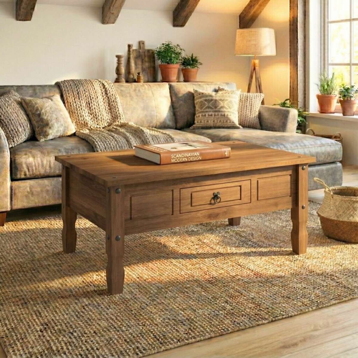 Mesa de Centro Linea Mexicana 100x60cm - Nogal 