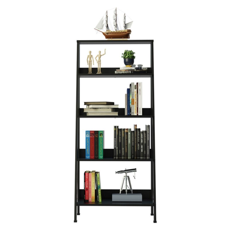 Estantería biblioteca multiuso Lumax escalera para Libros 4 Repisas Negro