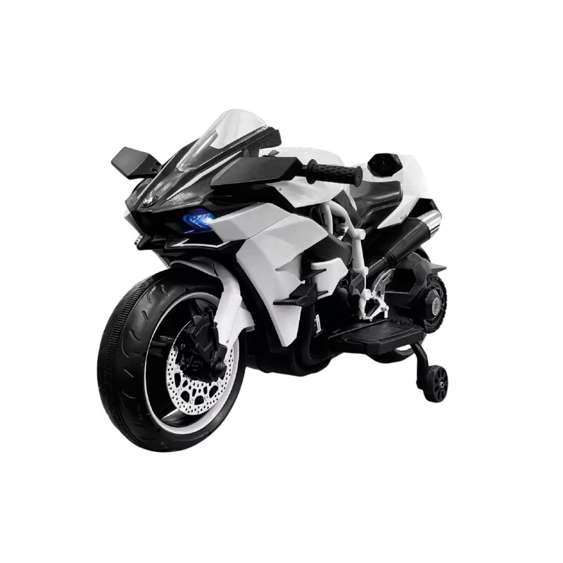 Moto a Batería Barry con ruedas luces música y usb Blanco
