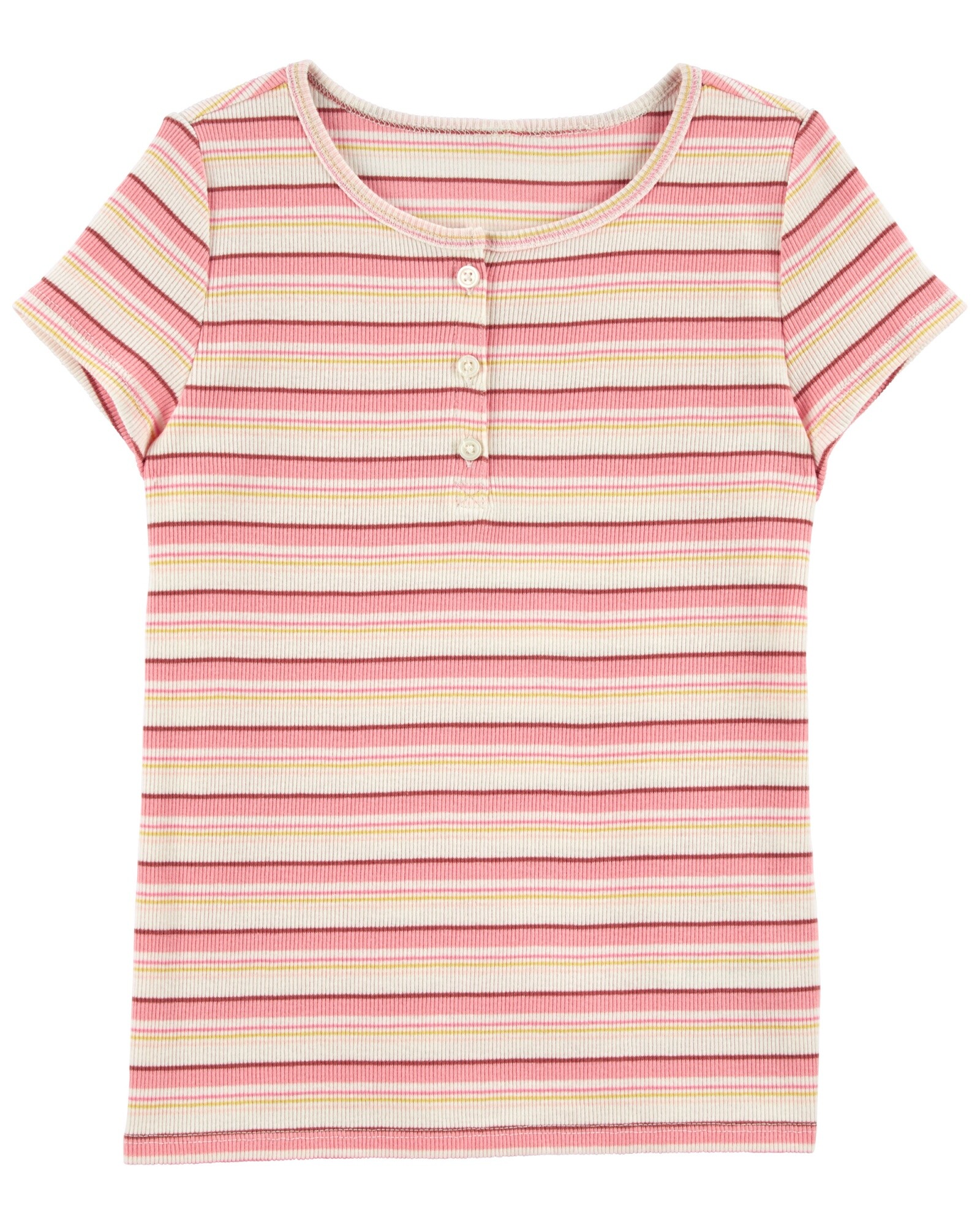 Remera de algodón manga corta con botones. Talles 6-14 Sin color