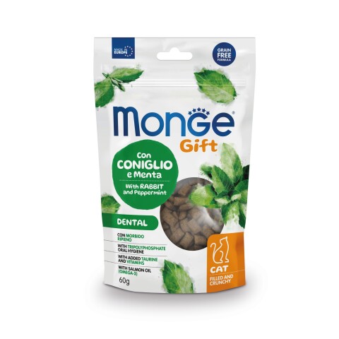Monge Gift Cat Filled & Crunchy Dental Rabbit & Peppermint 60 gr Monge Gift Cat Filled & Crunchy Dental Rabbit & Peppermint 60 Gr