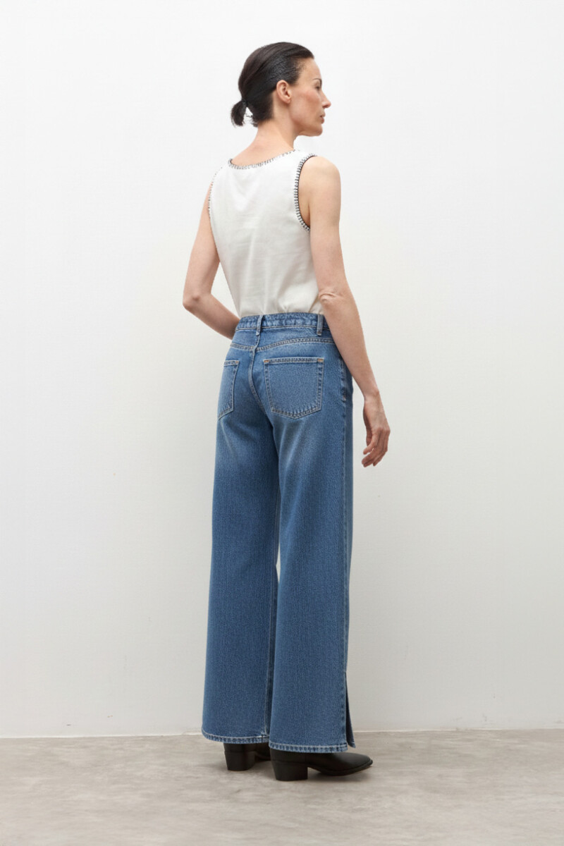 Pantalon ancho de jean jean medio