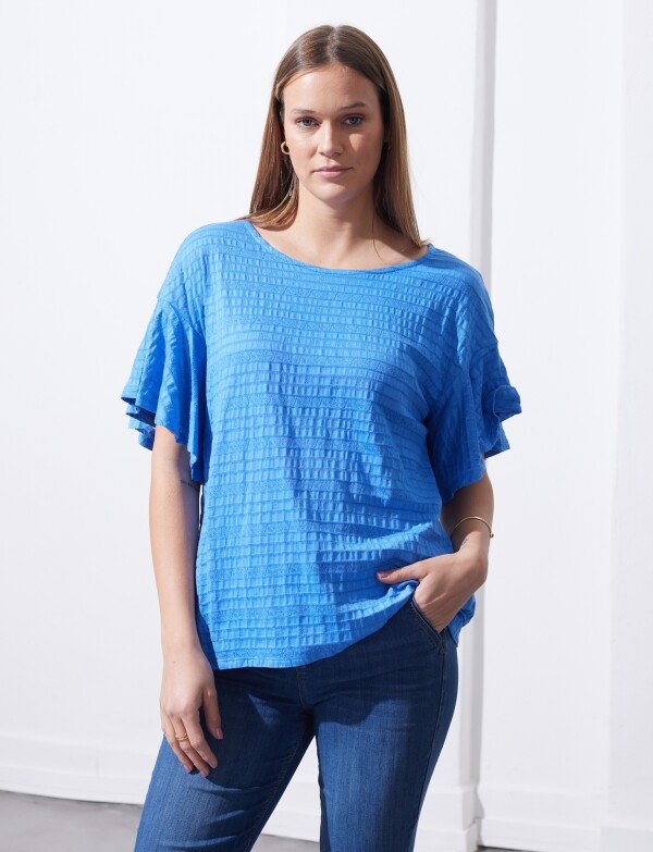Blusa Punto Smocked AZUL