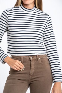 Polera Alogodón Elastano Rayada Nacar