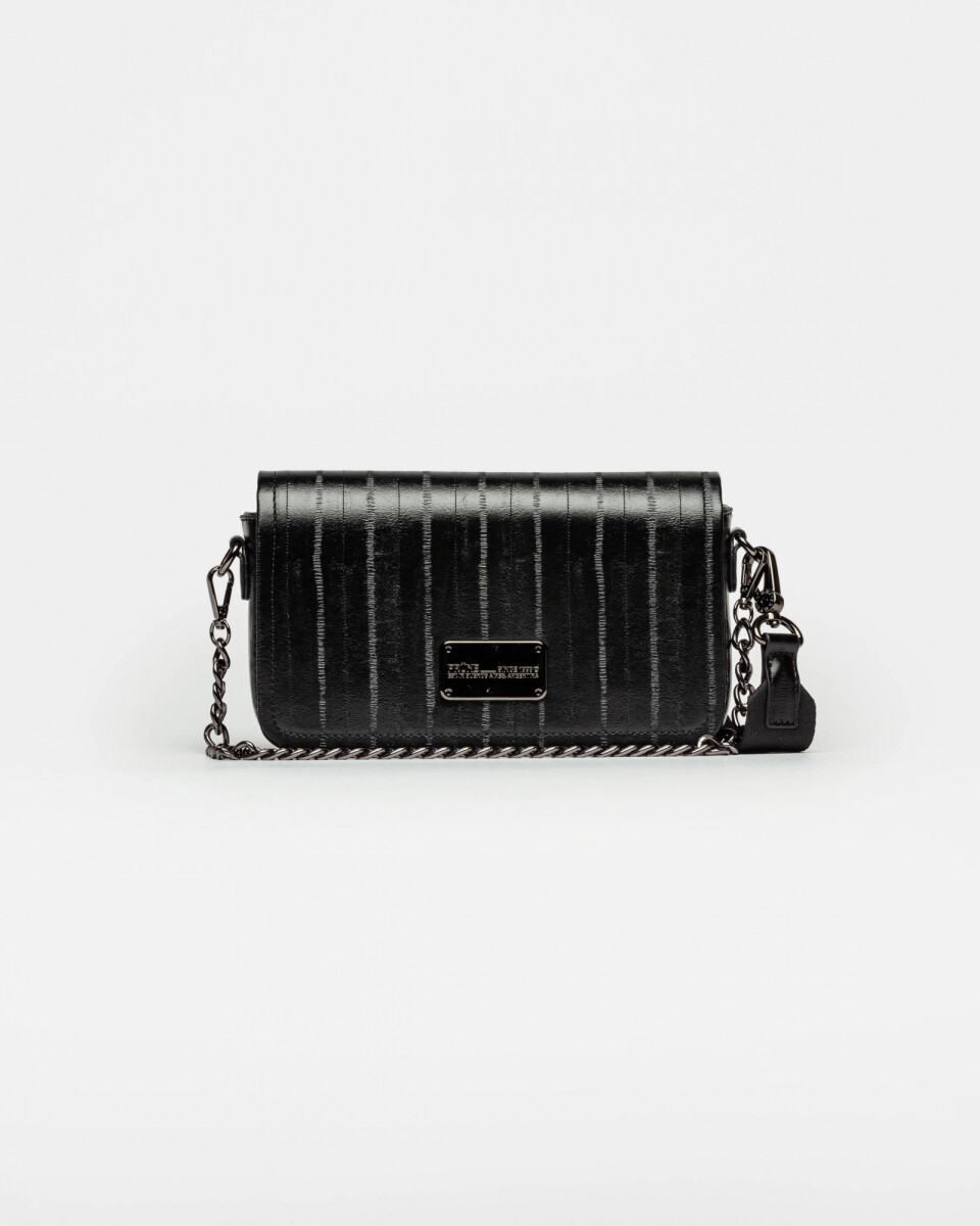Bandolera The Flap Penny en efecto cuero anguila - Negro 