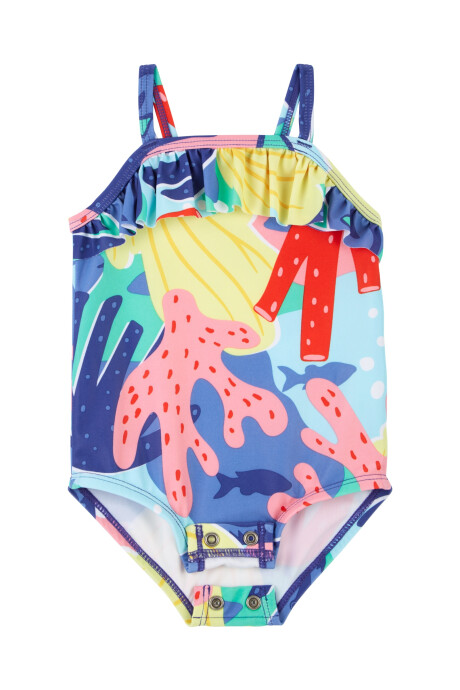 Malla de baño una pieza con protección UPF 50+ diseño coral Sin color