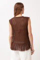 Top calado con flecos chocolate