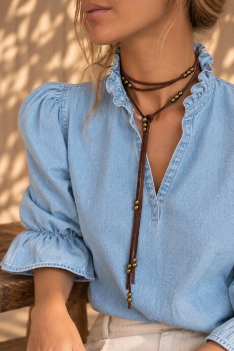 Collar Corbatín Chocolate - Oro