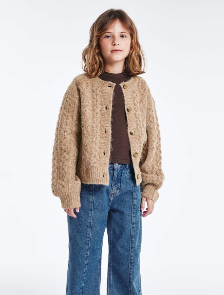 CÁRDIGAN DE PUNTO TRENZADO BEIGE