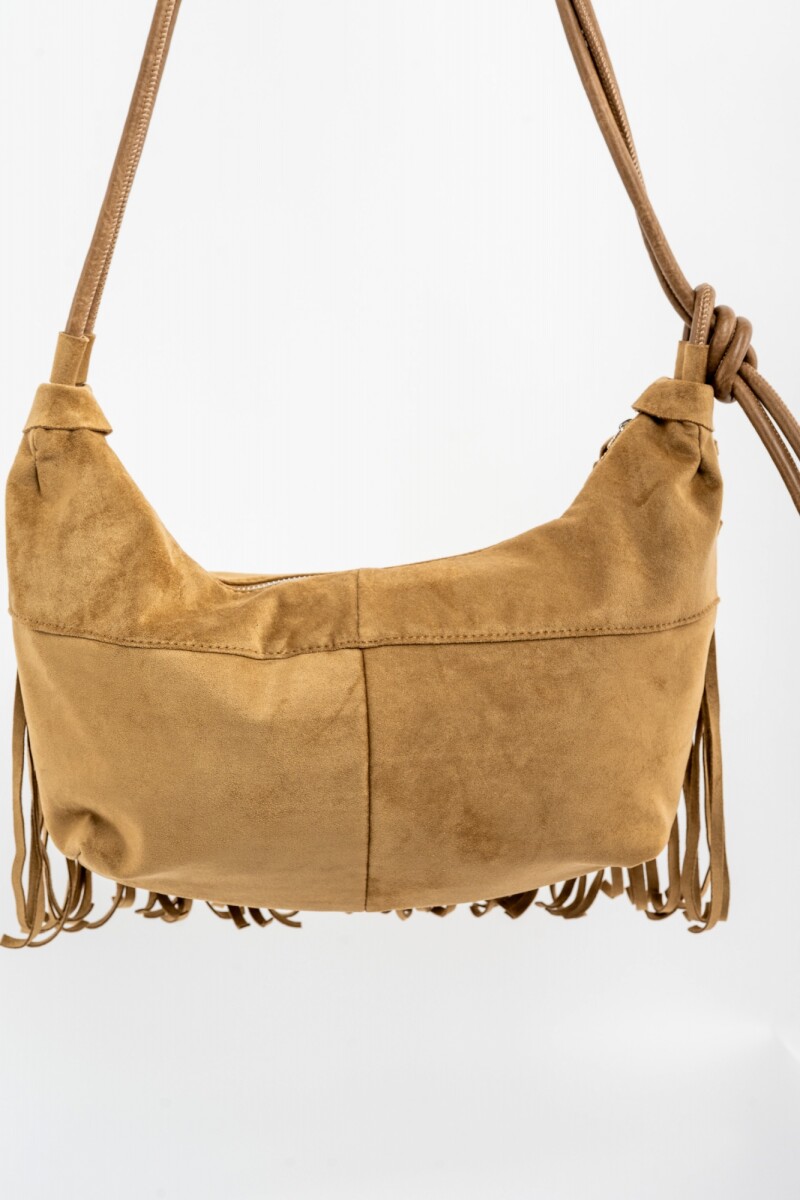 Cartera Flecos Gamuza Vegana Camel