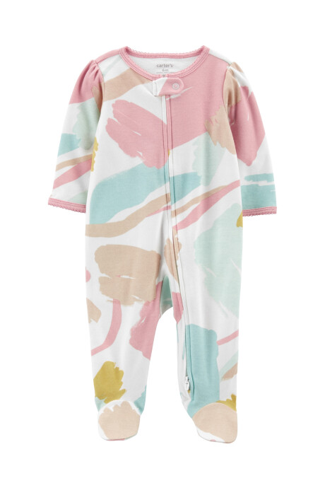 Pijama una pieza de algodón con pie y doble cierre Sin color