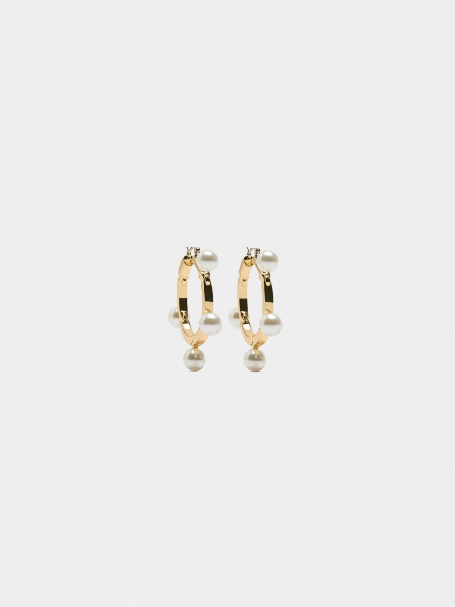 Aros Con Perlas dorado