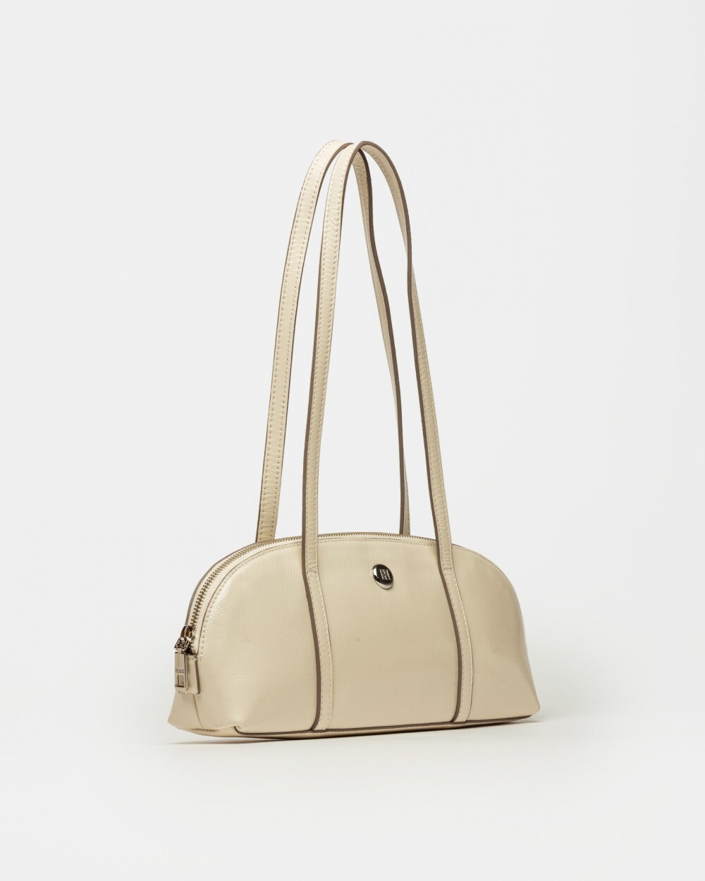 Cartera al hombro Bonnie en cuero charol Natural