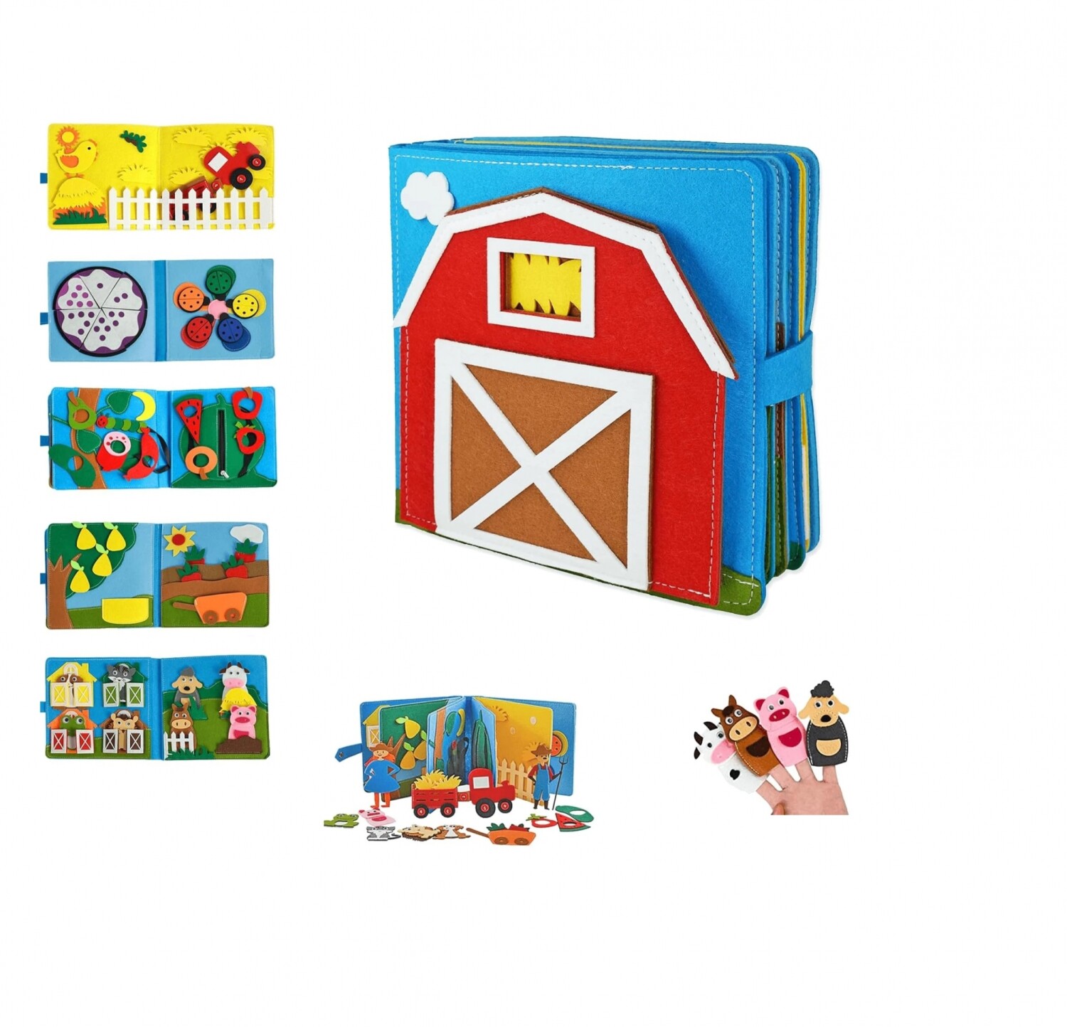 Olifty Libro Fieltro Montessori – Busy Board De Granja Sensorial Para Niños De 1 A 4 Años, Motricidad Fina Y Juego Creativo