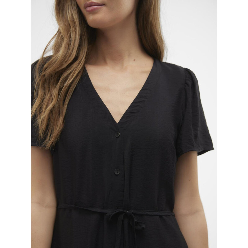 VMJOSIE SS CALF SHIRT DRESS WVN GA BLACK