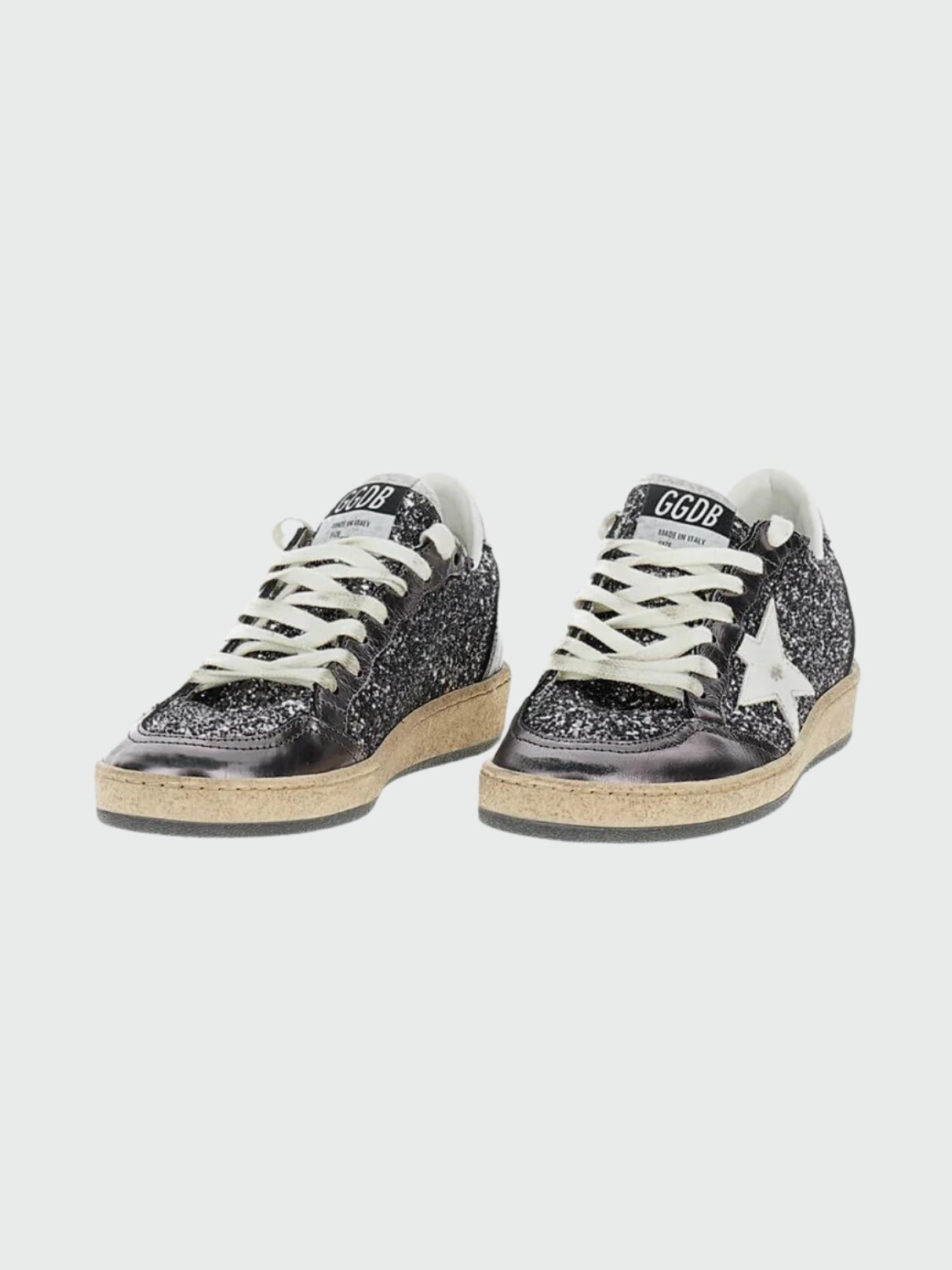 GOLDEN GOOSE - Zapatillas Ballstar Glitter Upper and Tongue Laminated Toe Alta Automática
