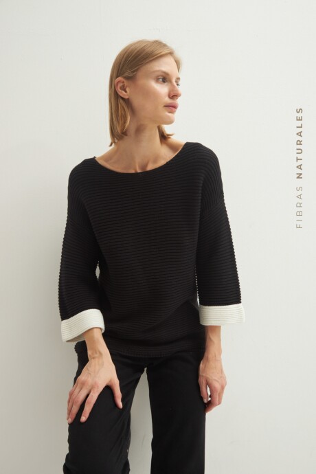 Sweater color block negro