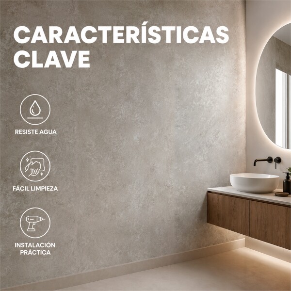 Pack x3 Placa PVC Símil Mármol 2,44x1,22m 3mm Resistente Mármol Gris 2