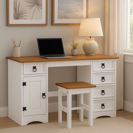 Escritorio 5C 1P Línea Naturale Blanco/Roble