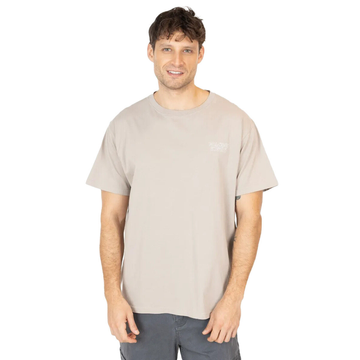Remera Volcom Oversize Time Wave Custom - Beige 