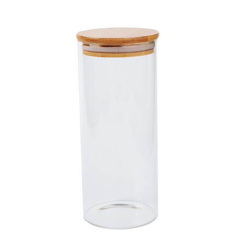 Recipiente vidrio tapa de madera 100*120mm N/a
