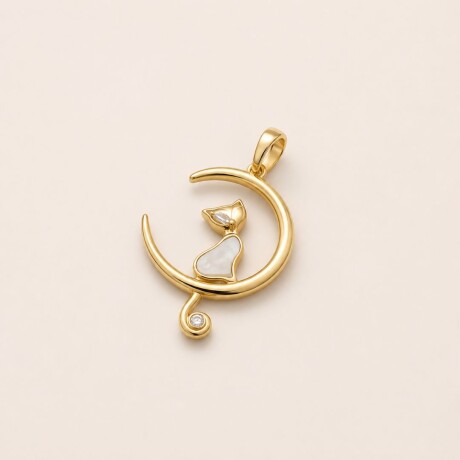 Dije Moon Cat - Plata y Baño de Oro Dije Moon Cat - Plata y Baño de Oro