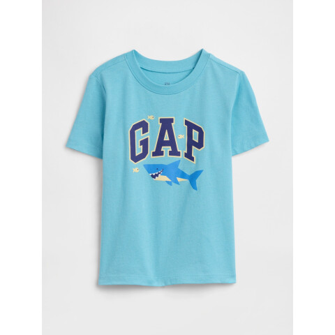 V-LOGO SS PRINT TEE BLANKET BLUE
