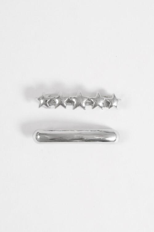 Set de dos broches estrella plateado