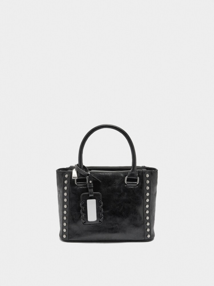 Bolso Tote Con Tachuelas negro