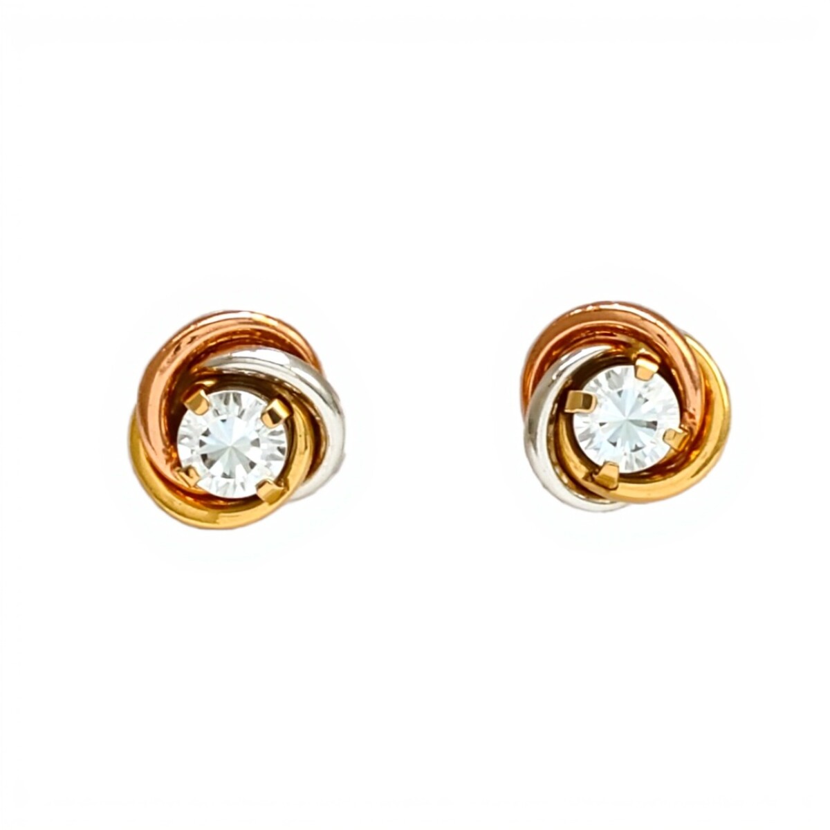 Caravanas Trinity Zirconia y oro- Oro bajo - Zirconia - CA8112 - conpiedra 