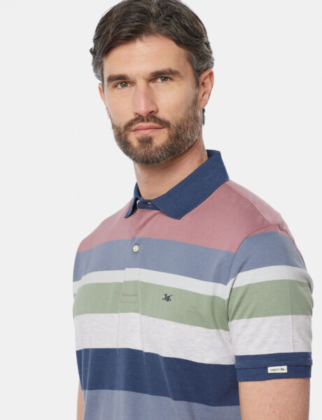 REMERA POLO JERSEY RAYADA Rosado