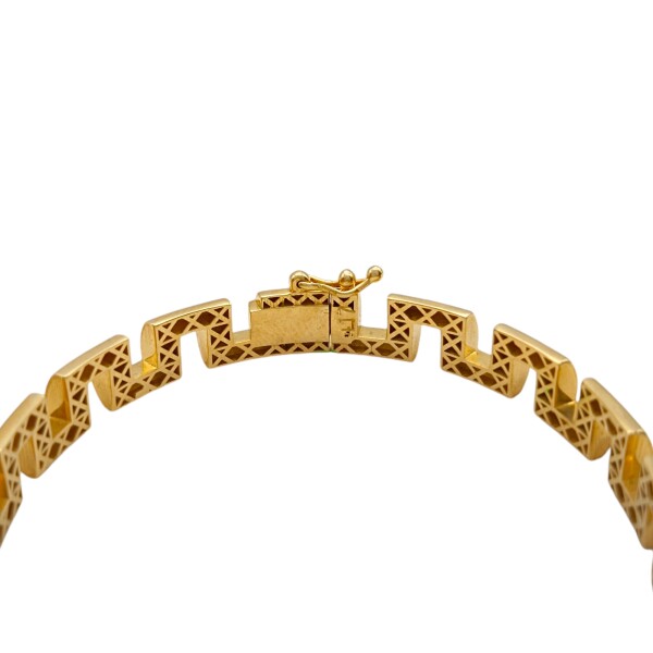 Brazalete Pulsera Labrada-Oro 10K Macizo -Sin Piedra-BR8002 Sinpiedra