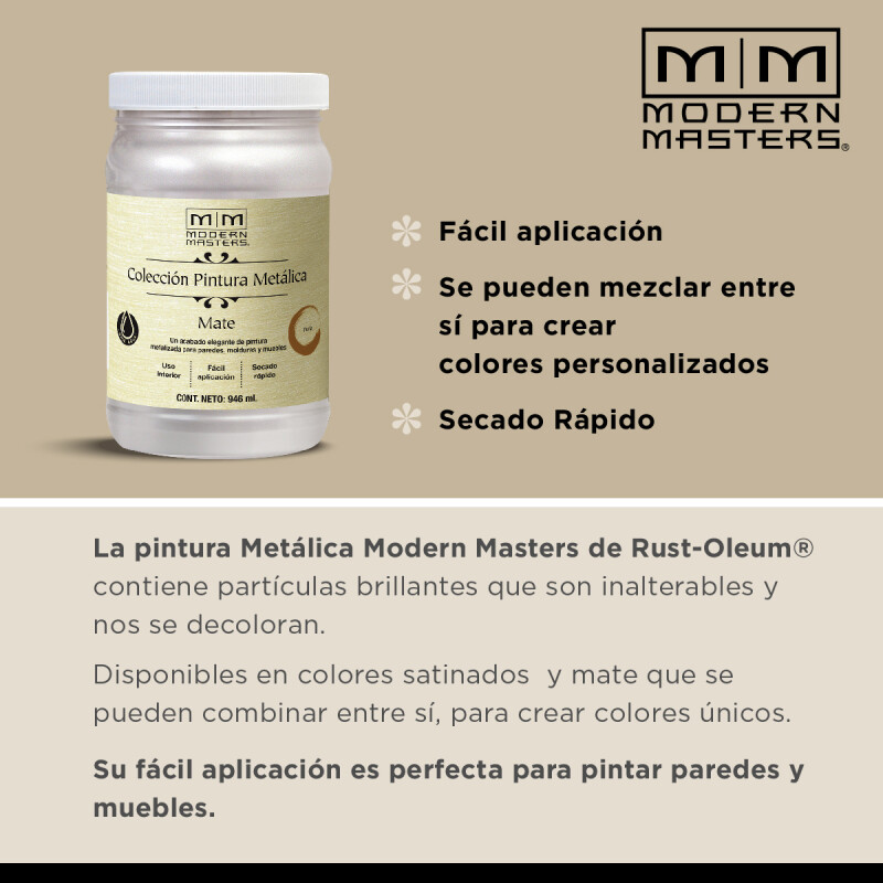 MODERN MASTERS METALICA MATE PLATINO 0.946 ML N/A