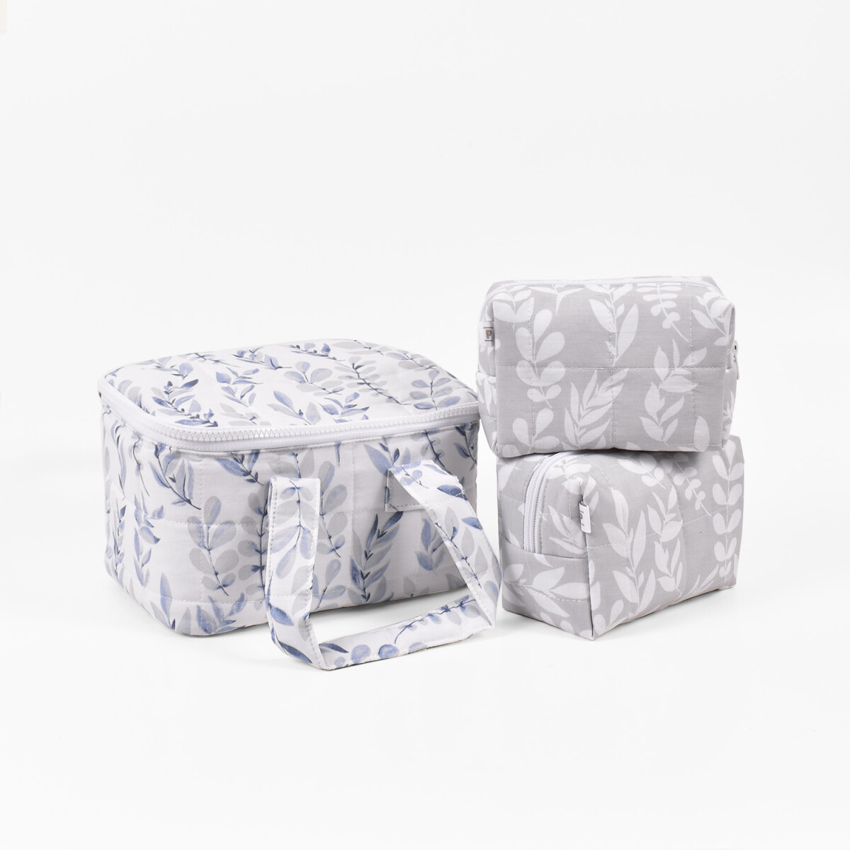 Set x3 Necessaires Chiara Colección Amelia - Hojas Azul 