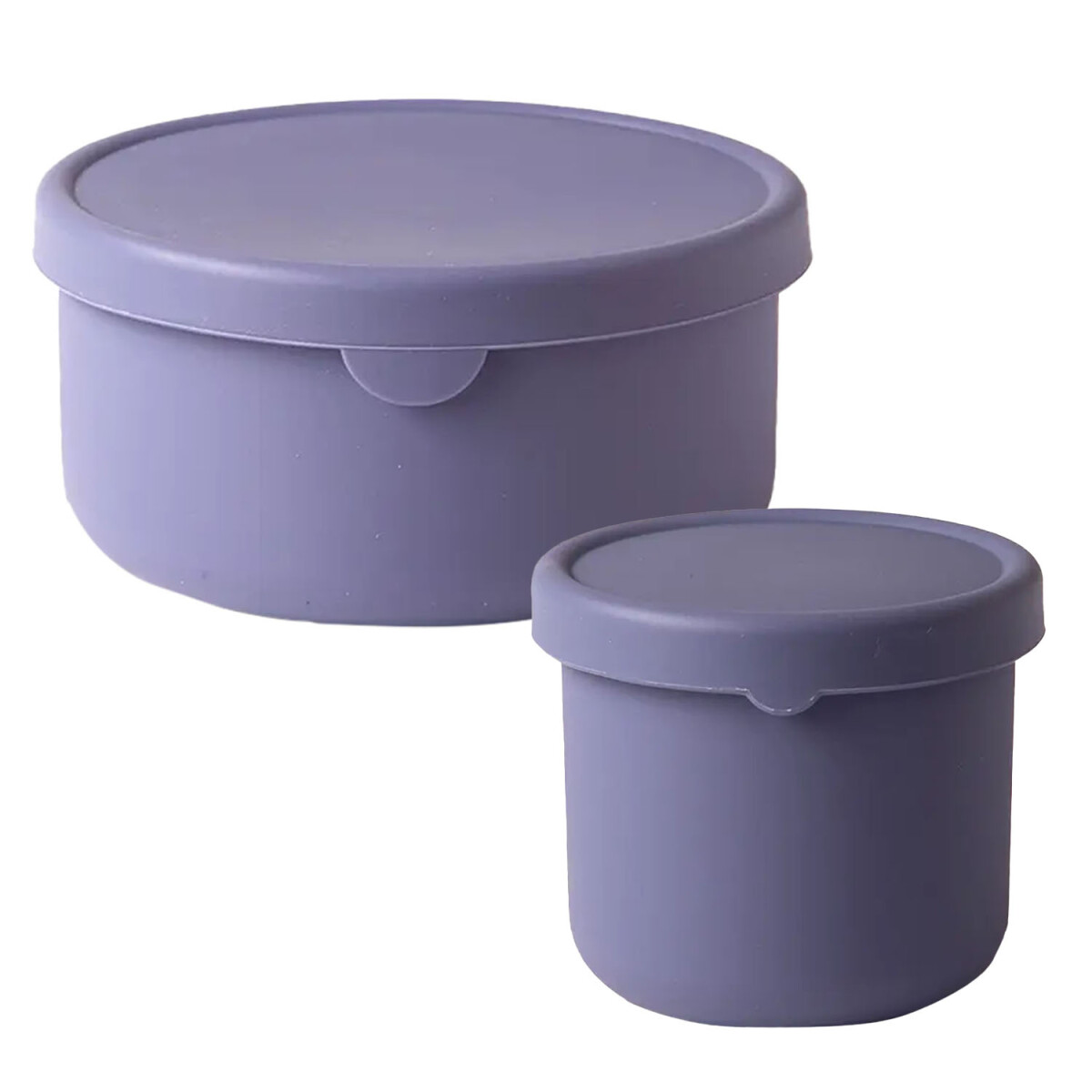 Set 2 Contenedores Recipiente 700Ml y 250Ml c/ Tapa Silicona - Violeta 