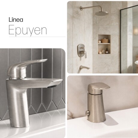 JUEGO COMPLETO DE GRIFERIA FV EPUYEN BRUSHED NICKEL GRIS-BRUSHED NICKEL