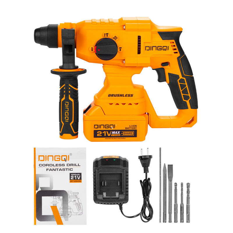 DINGQI ROTOMARTILLO BRUSHLESS LI-ION 21V 26MM 4800BPM + BATE Dingqi Rotomartillo Brushless Li-ion 21v 26mm 4800bpm + Bate