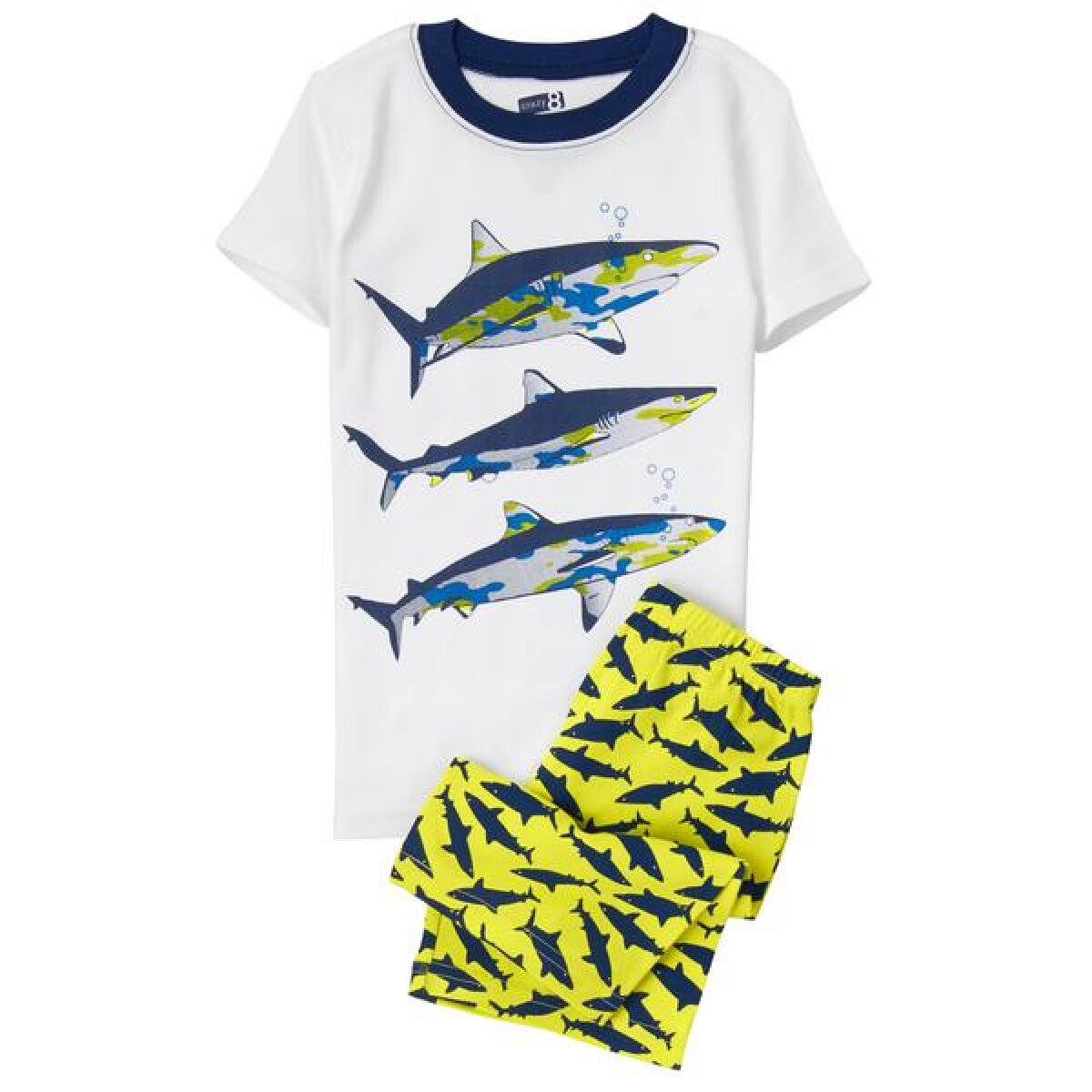 Pijamas algodón remera y short bermuda - Tiburones 