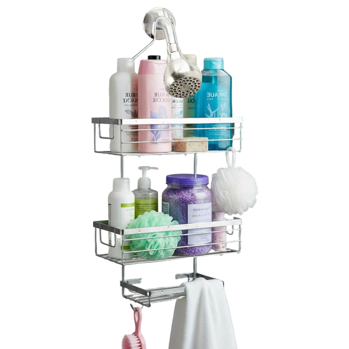 Organizador De Ducha Colgante 3 Niveles Jabonera Baño Acero Imback Color Plateado 