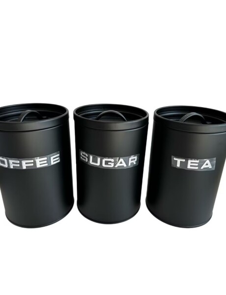 SET 3 RECIPIENTES AZU/TE/CAFÉ C/ASA 11x16CM NEGRO SET 3 RECIPIENTES AZU/TE/CAFÉ C/ASA 11x16CM NEGRO