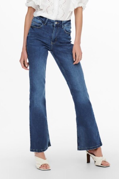 Jeans Flare flora cintura alta Medium Blue Denim