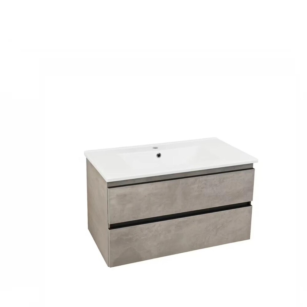 Mueble de baño suspendido Gris Claro 80 cm con bacha incorporada de Loza Mueble De Baño Suspendido Gris Claro 80 Cm Con Bacha Incorporada De Loza